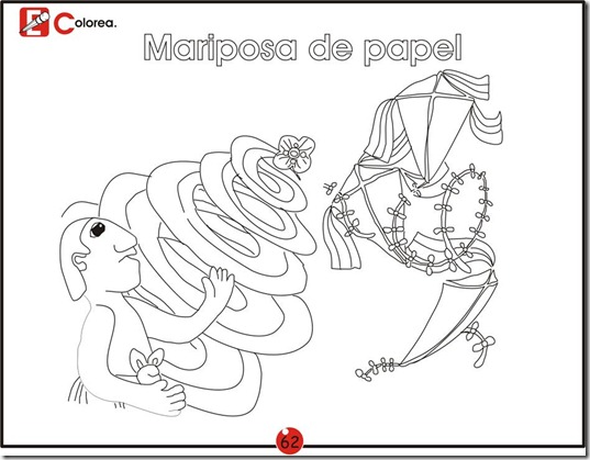 為孩子們的著色頁: A butterfly of paper and a kite - free coloring pages